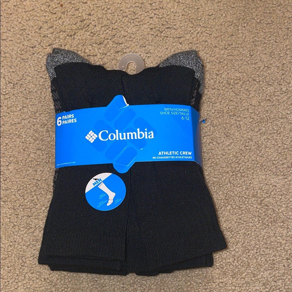 Columbia Men's Black and Gray Athletic Crew Socks